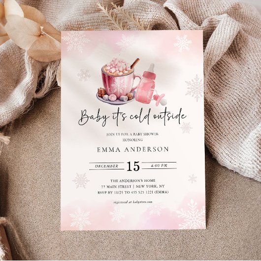 Baby Het is koud buiten roze meisje Baby shower Kaart