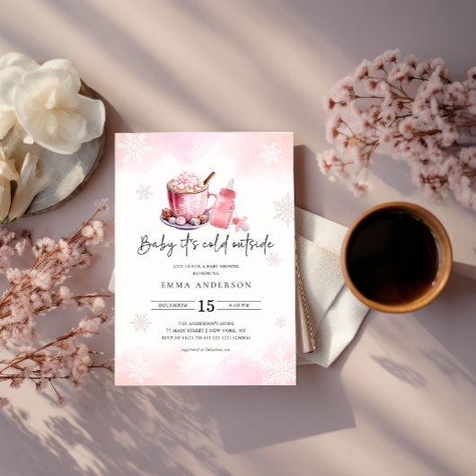 Baby Het is koud buiten roze meisje Baby shower Kaart