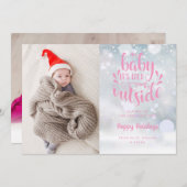 Baby het is koud buiten Roze Meisje Vakantie Geboo Aankondiging (Voorkant / Achterkant)