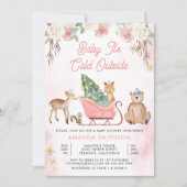 Baby Het is koud buiten roze slee Baby shower Kaart (Voorkant)