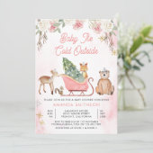 Baby Het is koud buiten roze slee Baby shower Kaart (Staand voorkant)