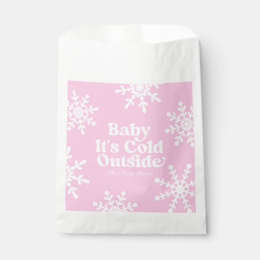 Baby Het is koud buiten roze sneeuwvlok Baby showe Bedankzakje (Voorkant)