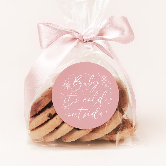 Baby Het is koud buiten roze sneeuwvlok Baby showe Ronde Sticker