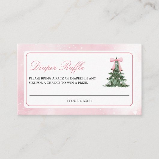 Baby Het is koud buiten Roze strik Luier Raffle Informatiekaartje (Voorkant)