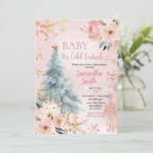 Baby Het is koud buiten Roze Winter Sneeuwvlok Bab Kaart (Staand voorkant)