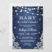 Baby Het is koud buiten Rustic Blue Baby shower Kaart (Voorkant)