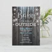 Baby het is koud buiten Rustic Winter Baby shower Kaart (Staand voorkant)