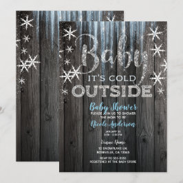 Baby het is koud buiten Rustic Winter Baby Shower Kaart
