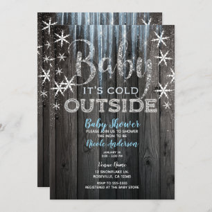Baby het is koud buiten Rustic Winter Baby shower Kaart
