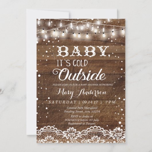 Baby Het is koud buiten Rustic Winter Baby shower Kaart (Voorkant)