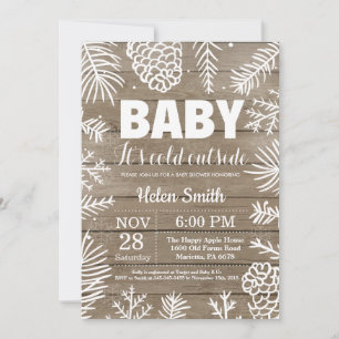 Baby, het is koud buiten Rustic Winter Baby Shower Kaart