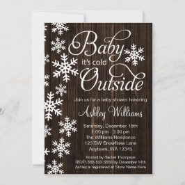 Baby Het is koud buiten Rustic Wood Baby shower Kaart