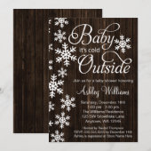 Baby Het is koud buiten Rustic Wood Baby shower Kaart (Voorkant / Achterkant)