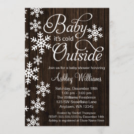 Baby Het is koud buiten Rustic Wood Baby shower Kaart