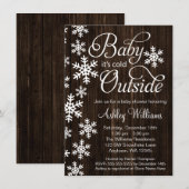 Baby Het is koud buiten Rustic Wood Baby shower Kaart (Voorkant / Achterkant)