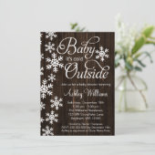Baby Het is koud buiten Rustic Wood Baby shower Kaart (Staand voorkant)
