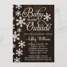 Baby Het is koud buiten Rustic Wood Baby shower Kaart