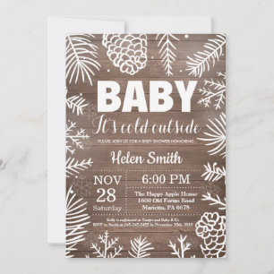 Baby het is koud buiten Rustieke Winter Baby Showe Kaart