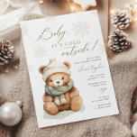 Baby Het is koud buiten Sage Baby shower Invitatio Kaart<br><div class="desc">Dit ontwerp heeft een schattige kleine teddybeer en subtiele sneeuwvlokken. Kleurenpalet: saliegroen,  beige en ivoor. Deze "Baby it's Cold Outside" thema baby shower uitnodiging is ideaal voor de winter.</div>
