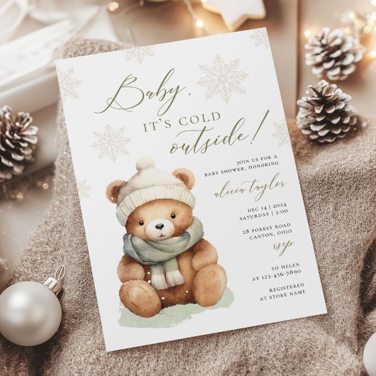 Baby Het is koud buiten Sage Baby shower Invitatio Kaart