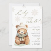 Baby Het is koud buiten Sage Baby shower Invitatio Kaart (Voorkant)