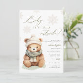 Baby Het is koud buiten Sage Baby shower Invitatio Kaart (Staand voorkant)