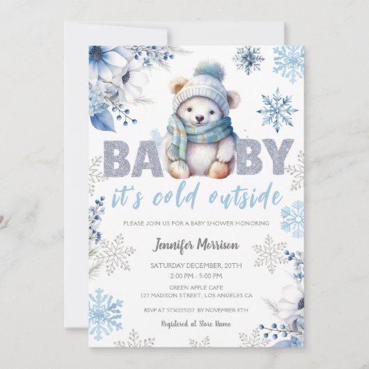 Baby het is koud buiten Schattige Boy Winter Baby  Kaart (Voorkant)