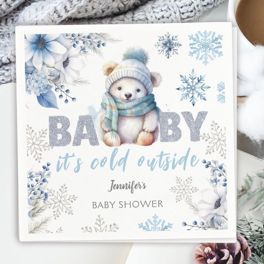Baby het is koud buiten Schattige Boy Winter Baby  Servet