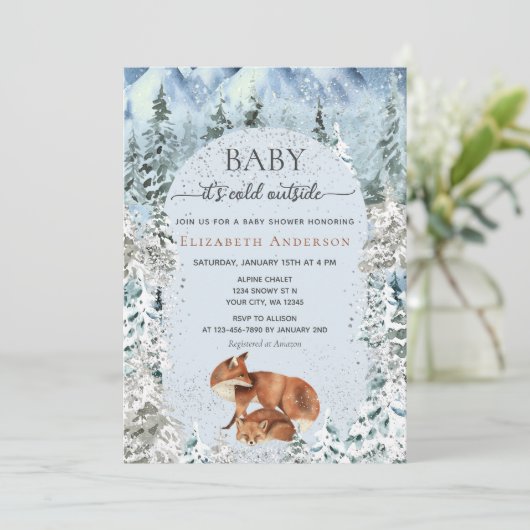 Baby Het is koud buiten Schattige Vossen Baby show Kaart (Staand voorkant)