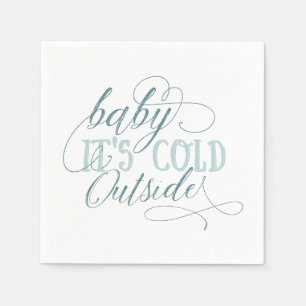 Baby Het is koud buiten Script Quote Napkin Blue Servetten