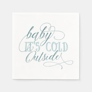 Baby Het is koud buiten Script Quote Napkin Blue Servetten