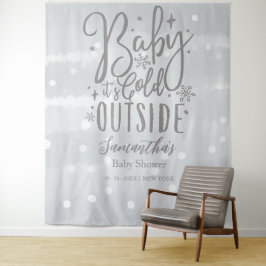 Baby Het is koud buiten Silver Baby shower Backdro Wandkleed