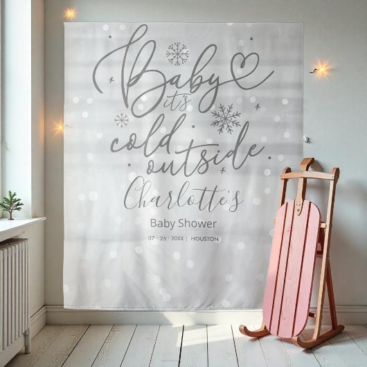 Baby Het is koud buiten Silver Baby shower Backdro Wandkleed