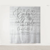 Baby Het is koud buiten Silver Baby shower Backdro Wandkleed (Voorkant)