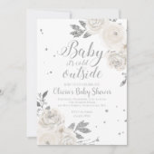 Baby het is Koud Buiten Silver Floral Baby shower Kaart (Voorkant)