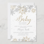 Baby Het is koud buiten Silver Gold Snowflake Kaart (Voorkant)