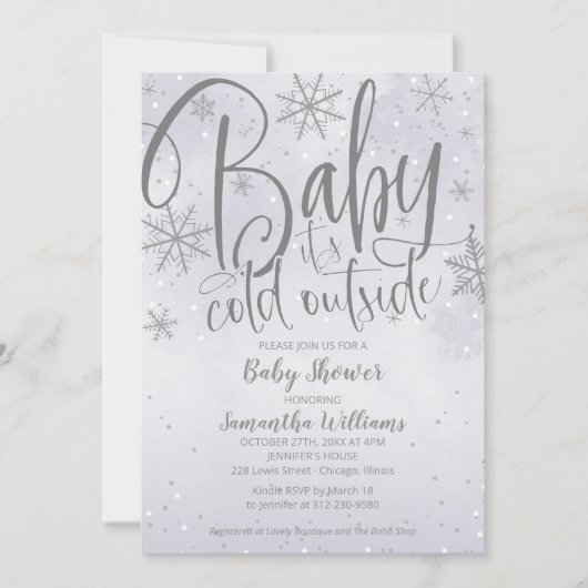 Baby Het is koud buiten Silver Grey Baby shower In Kaart (Voorkant)