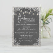 Baby Het is koud buiten Silver Snowflake Mason Jar Kaart (Staand voorkant)