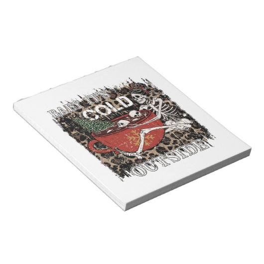 Baby Het is koud buiten Skeleton Kerstmis Notitieblok (Schuin)