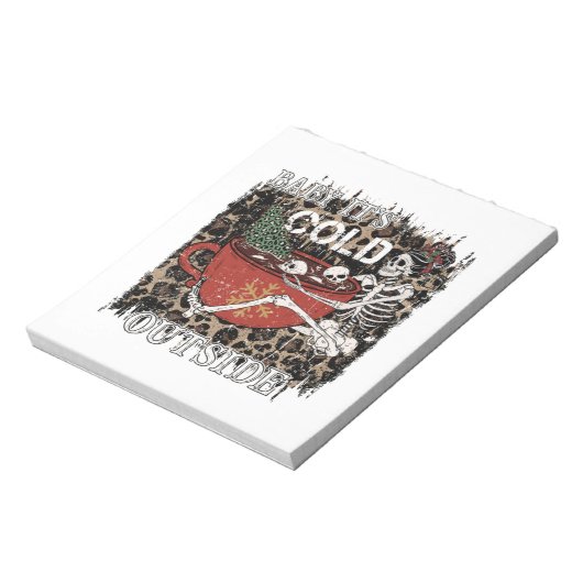 Baby Het is koud buiten Skeleton Kerstmis Notitieblok (Linkerzijde)