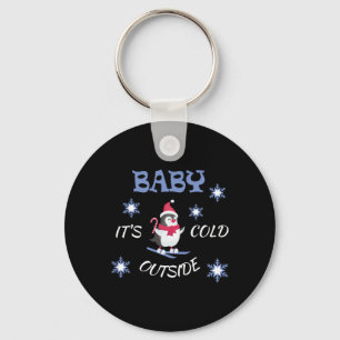 Baby het is koud buiten Skiën Pinguïn T-shirt Sleutelhanger