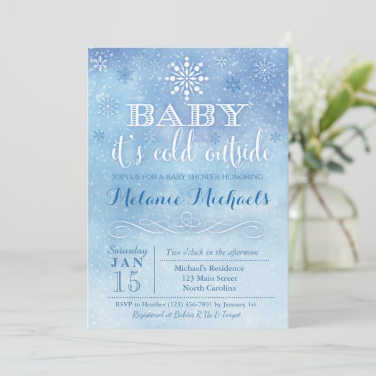Baby Het is koud buiten sneeuw Baby shower nodigt  Kaart (Staand voorkant)