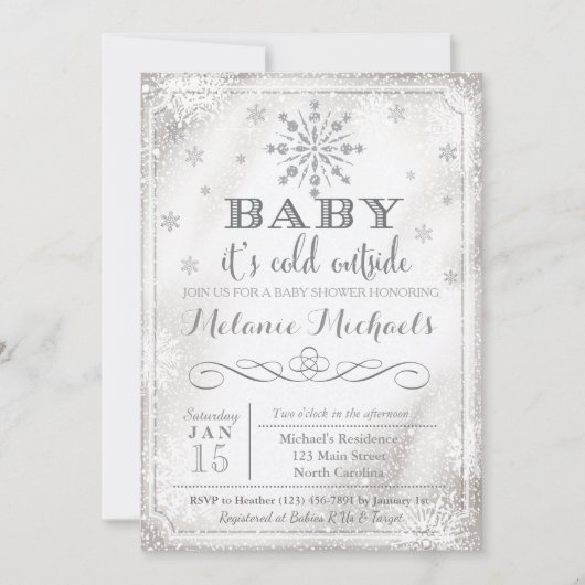 Baby Het is koud buiten sneeuw Baby shower nodigt  Kaart (Voorkant)