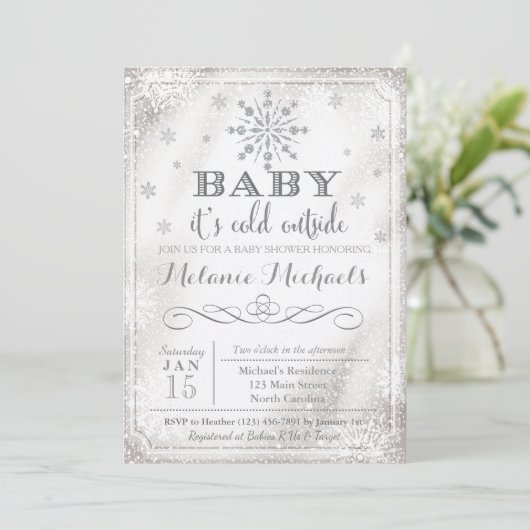 Baby Het is koud buiten sneeuw Baby shower nodigt  Kaart (Staand voorkant)