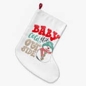 Baby het is koud buiten sneeuwman grote kerstsok (Voorkant (Hangend))