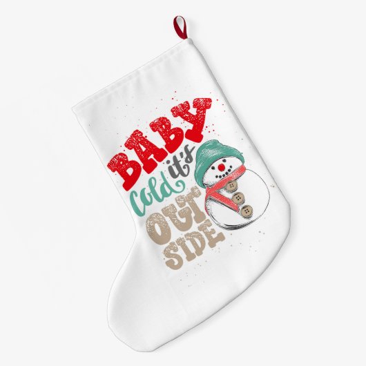 Baby het is koud buiten sneeuwman grote kerstsok (Achterkant (Hangend))