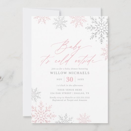 Baby Het is koud buiten sneeuwvlok meisje Baby sho Kaart (Voorkant)