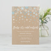 Baby het is koud buiten, sneeuwvlokken baby shower kaart (Staand voorkant)