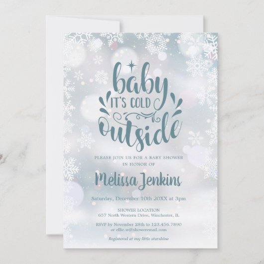 Baby Het is koud buiten sneeuwwinterBaby shower Kaart (Voorkant)