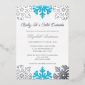 Baby Het is koud buiten Snowflake Baby shower Folie Uitnodiging (Voorkant)
